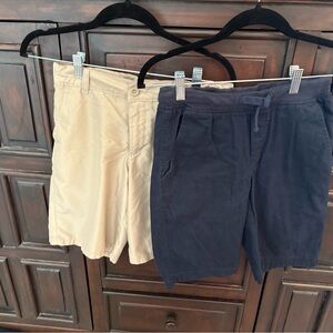Izod Boys Flat Front Shorts in khaki and navy